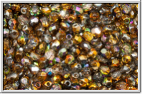 B�hm. Glasschliffperle, feuerpol., 3mm, crystal, trans., magic copper, 50 Stk.