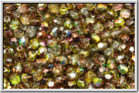 B�hm. Glasschliffperle, feuerpol., 3mm, crystal, trans., magic olivine, 50 Stk.