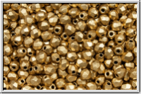 B�hm. Glasschliffperle, feuerpol., 3mm, gold, met., satin, 50 Stk.
