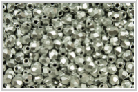 B�hm. Glasschliffperle, feuerpol., 3mm, silver, met., satin, 50 Stk.