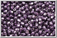 B�hm. Glasschliffperle, feuerpol., 3mm, black, op., heavy metal dk. magenta, 50 Stk.