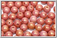 b�hm. Glasperle, rund, 3mm, white, opaque, peach marbled, 50 Stk.