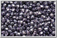B�hm. Glasschliffperle, feuerpol., 3mm, black, op., heavy metal purple, 50 Stk.