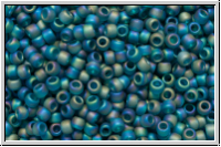 R-15-0167bdf, TOHO Rocailles, 15/0, teal, trans., matte, AB, 5g