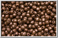 B�hm. Glasschliffperle, feuerpol., 3mm, brown, met., antique, 50 Stk.