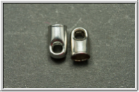 Endkappen "Rundes Ende", 7x4mm, silberfb., Messing, 10 Stk.