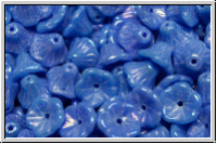Bl�ten "Flower Cups", 5x7mm, sapphire, lt., op., white iris., 25 Stk.
