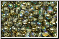 b�hm. Glasperle, rund, 4mm, crystal, trans., golden, AB, 50 Stk.