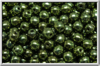 b�hm. Glasperle, rund, 4mm, green, met., 50 Stk.