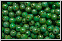b�hm. Glasperle, rund, 4mm, turquoise, persian, op., picasso, 50 Stk.