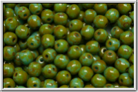 b�hm. Glasperle, rund, 4mm, aqua, op., picasso, 50 Stk.