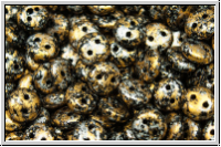 Linsen, 6x2,5mm, 2-Loch, black, op., gold, tweedy, 50 Stk.