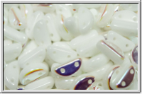 Half Moon Beads, 8x4mm, white, alabaster, AB, 25 Stk.