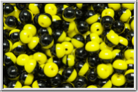 b�hm. Glasperle, rund, 4mm, black/yellow, op., 50 Stk.