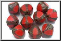 b�hm. Glasperle, Bicone, 12mm, table cut, red, op., 10 Stk.