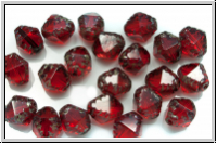 b�hm. Glasperle, Bicone, 8mm, table cut, siam, dk., trans., 22 Stk.