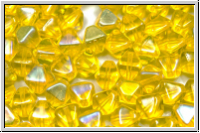 b�hm. Glasperle, Bicone, 6mm, yellow, trans., AB, 30 Stk.