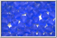 b�hm. Glasperle, Bicone, 6mm, sapphire, trans., matte, 30 Stk.