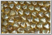 b�hm. Glasperle, Bicone, 6mm, crystal, trans., silver picasso, 30 Stk.
