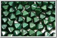 b�hm. Glasperle, Bicone, 6mm, green, dk., alabaster, 30 Stk.