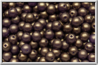 b�hm. Glasperle, rund, 4mm, white, alabaster, gold shine brown, 50 Stk.