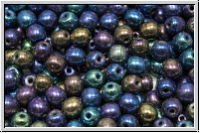 b�hm. Glasperle, rund, 4mm, blue, met., iris., 50 Stk.