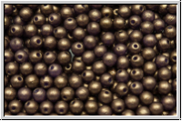 b�hm. Glasperle, rund, 3mm, white, alabaster, gold shine brown, 50 Stk.