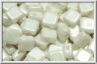TILE-Beads, diagonal, 6x6mm, white, alabaster, luster, 25 Stk.