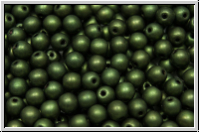 b�hm. Glasperle, rund, 4mm, green, met., matte, 50 Stk.