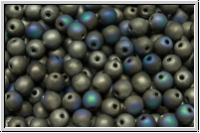b�hm. Glasperle, rund, 4mm, crystal, trans., glittery argentic, matte, 50 Stk.