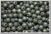 b�hm. Glasperle, rund, 4mm, crystal, trans., glittery silver, matte, 50 Stk.