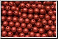b�hm. Glasperle, rund, 4mm, lava red, met., satin, 50 Stk.