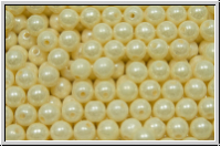 b�hm. Glasperle, rund, 4mm, white, op., cream luster, 50 Stk.