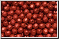 B�hm. Glasschliffperle, feuerpol., 4mm, lava red, met., satin, 50 Stk.