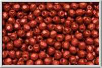 B�hm. Glasschliffperle, feuerpol., 3mm, lava red, met., satin, 50 Stk.