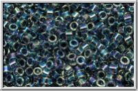 DB0086, MIYUKI Delica, 11/0, crystal, trans., dk. blue-ld., AB, 5g