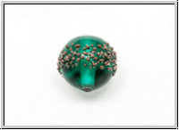 b�hm. Lampenperle, Kugel, 10mm, emerald, bronzefarbene Sprenkel, 1 Stk.