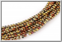 b�hm. Glasperle, rund, 2mm, black, op., california gold rush, 1 Strang