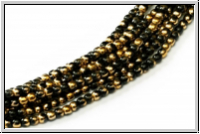 b�hm. Glasperle, rund, 2mm, black, op., half amber, 1 Strang