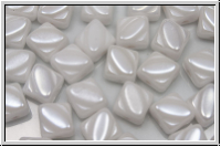 SILKY-Beads, 6x6mm, white, alabaster, luster, 25 Stk.