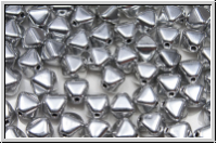 b�hm. Glasperle, Bicone, 6mm, crystal, trans., full silver, 30 Stk.