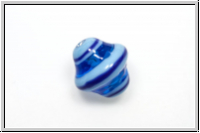 b�hm. Lampenperle, Kreisel, ca. 15x13mm, sapphire, trans., hellblauer Streifen, 1 Stk.