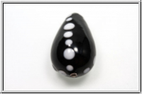 ital. Lampenperle, Tropfen, 21x13mm, black, op., white dots, 1 Stk.
