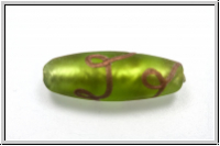 b�hm. Lampenperle, Olive, 22x9mm, olivine, trans., matte, goldene Zeichen, 1 Stk.