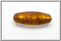 b�hm. Lampenperle, Olive, 22x9mm, topaz, trans., matte, goldene Zeichen, 1 Stk.