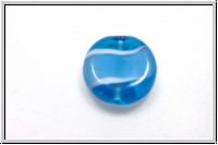ital. Lampenperle, Scheibe, 16mm, aqua, trans., white ombriert, 1 Stk.