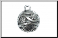 Anh�nger "Blumenkugel", 19x15mm, antiksilberfb., Tibetsilber, 1 Stk.