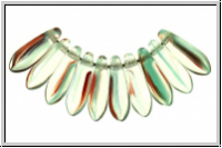 Dagger, 3x10mm, clear/turquoise/brown, 50 Stk.