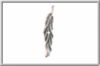 Toggle Bar "Small Leaf" TRINITY BRASS, 6x30mm, antikversilbert, Messing, 1 Stk.